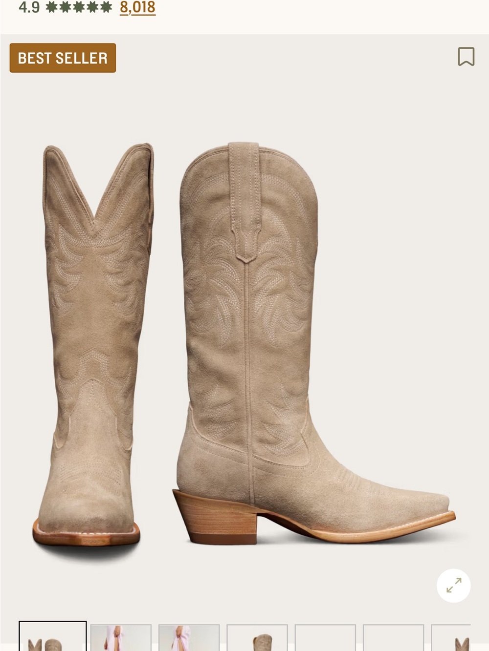 Tecovas Annie Fawn Suede Western Boots